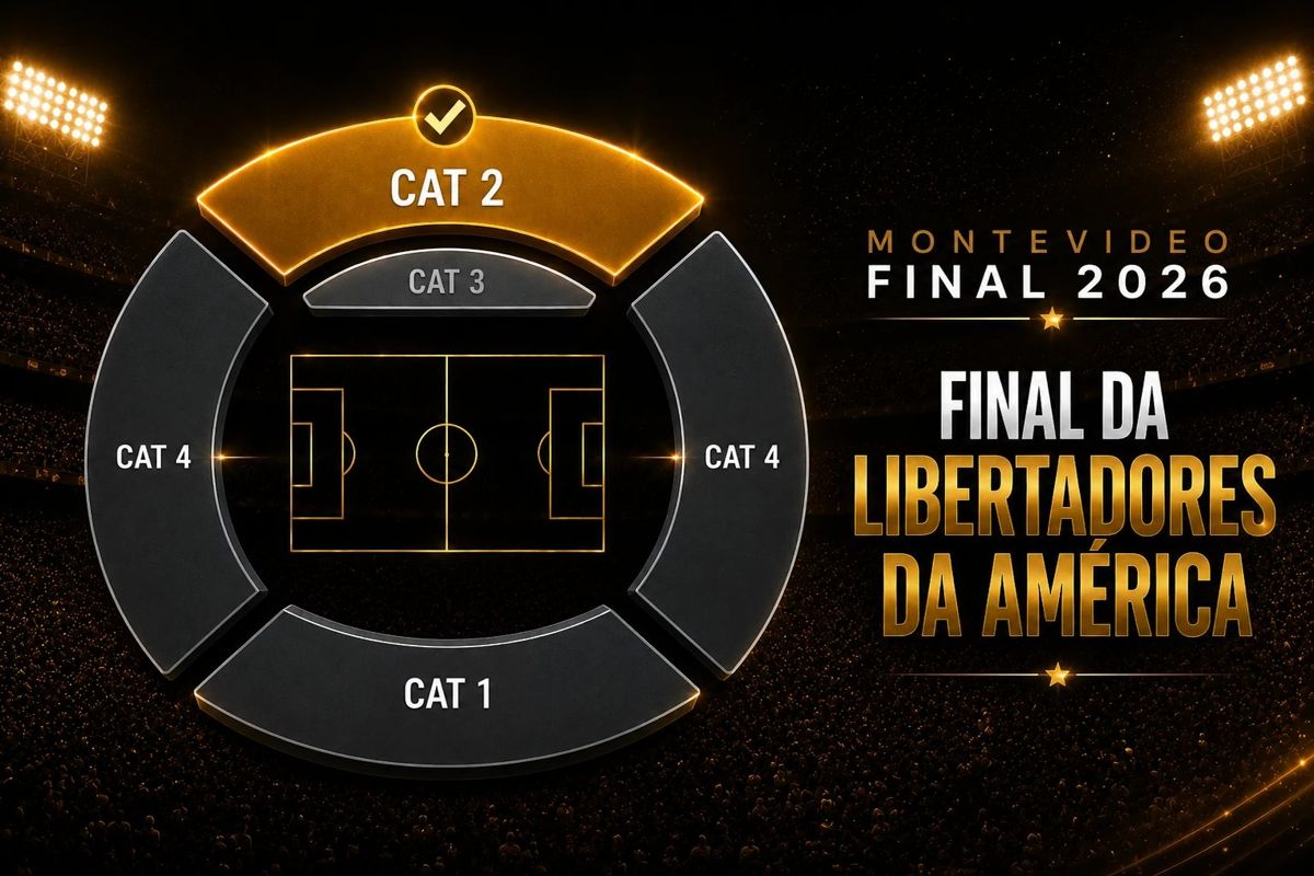 Mapa de setores da final no Estádio Centenário com a categoria 2 em destaque